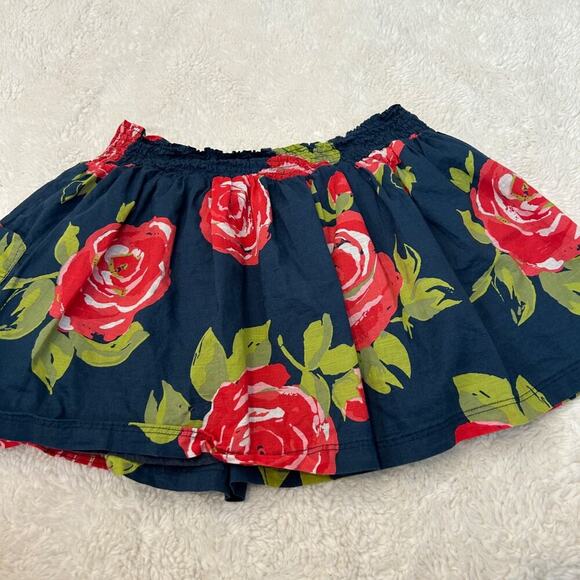 Abercrombie & Fitch Mini Skirt Y2k Floral Elastic Waist Skater Logo Layered Sz S - Picture 2 of 8